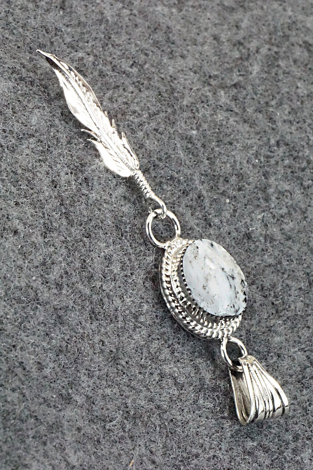White Buffalo & Sterling Silver Pendant - Gregg Yazzie