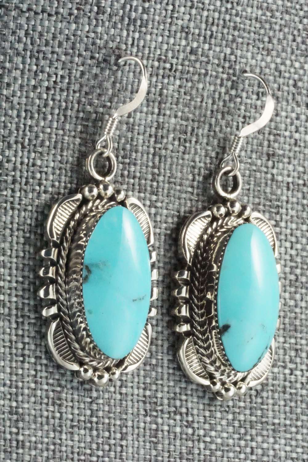 Turquoise and Sterling Silver Earrings - Navajo