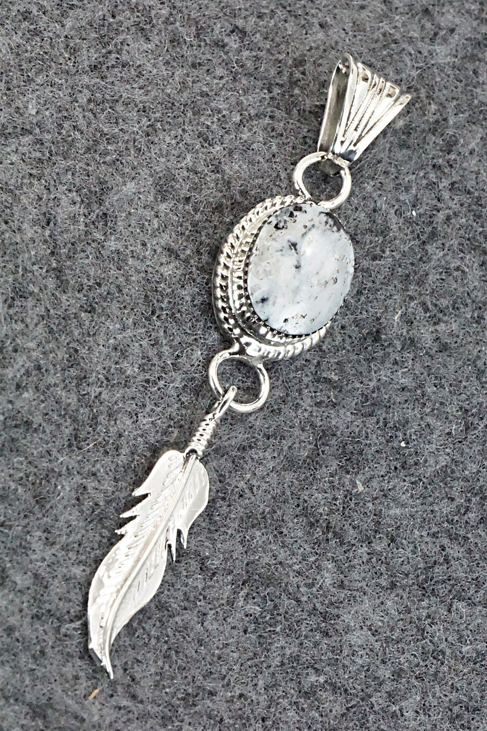 White Buffalo & Sterling Silver Pendant - Gregg Yazzie
