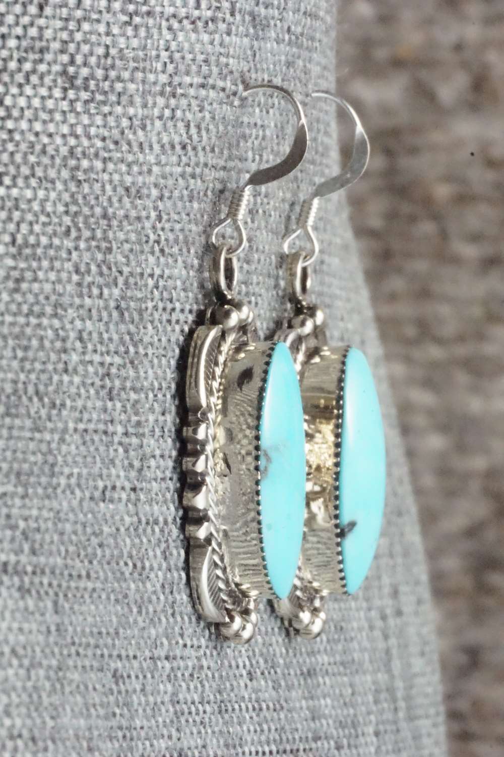 Turquoise and Sterling Silver Earrings - Navajo