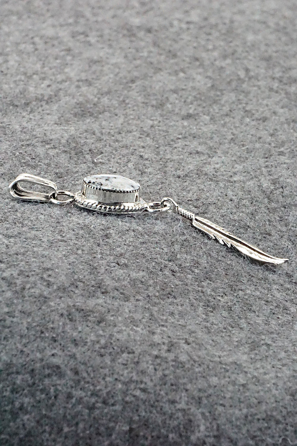 White Buffalo & Sterling Silver Pendant - Gregg Yazzie