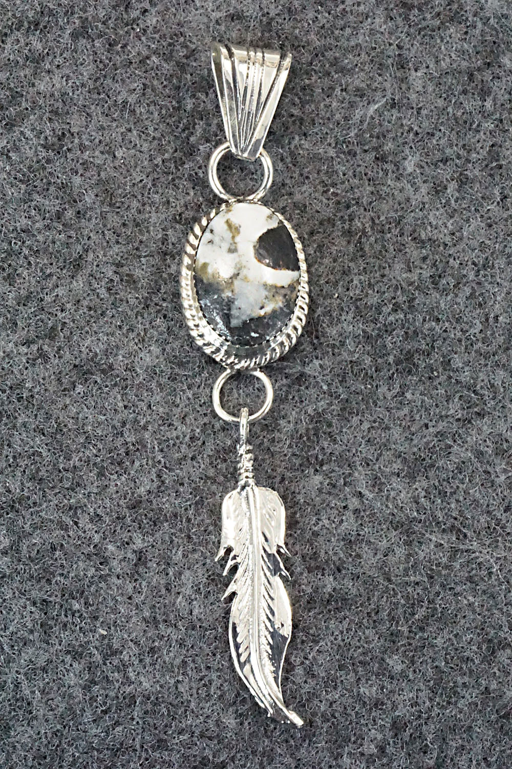 White Buffalo & Sterling Silver Pendant - Gregg Yazzie