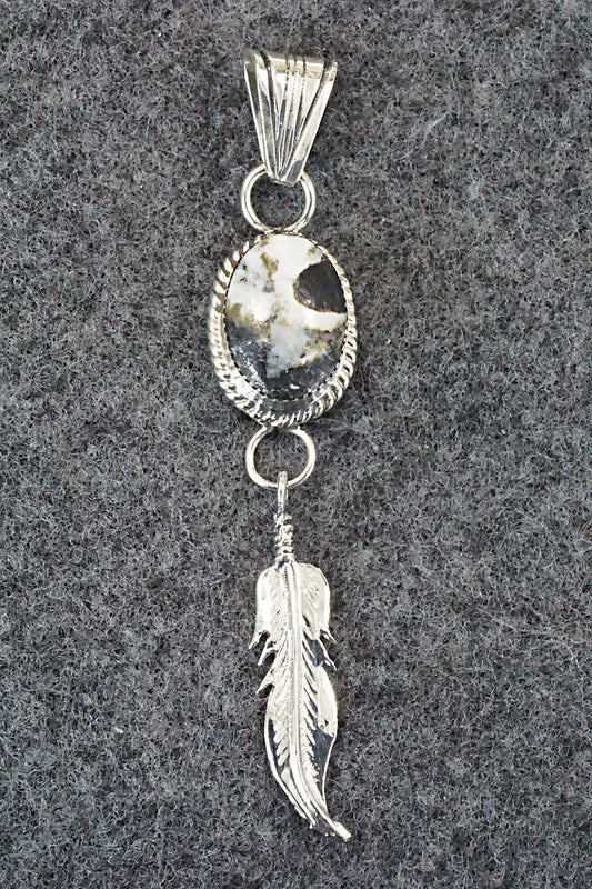 White Buffalo & Sterling Silver Pendant - Gregg Yazzie