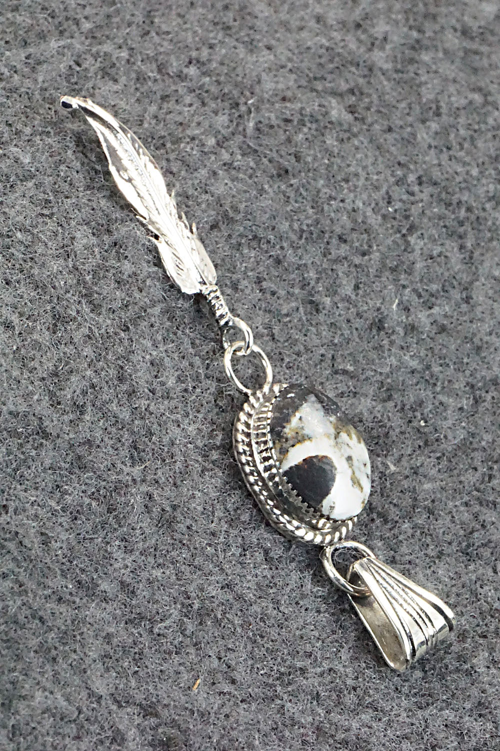White Buffalo & Sterling Silver Pendant - Gregg Yazzie