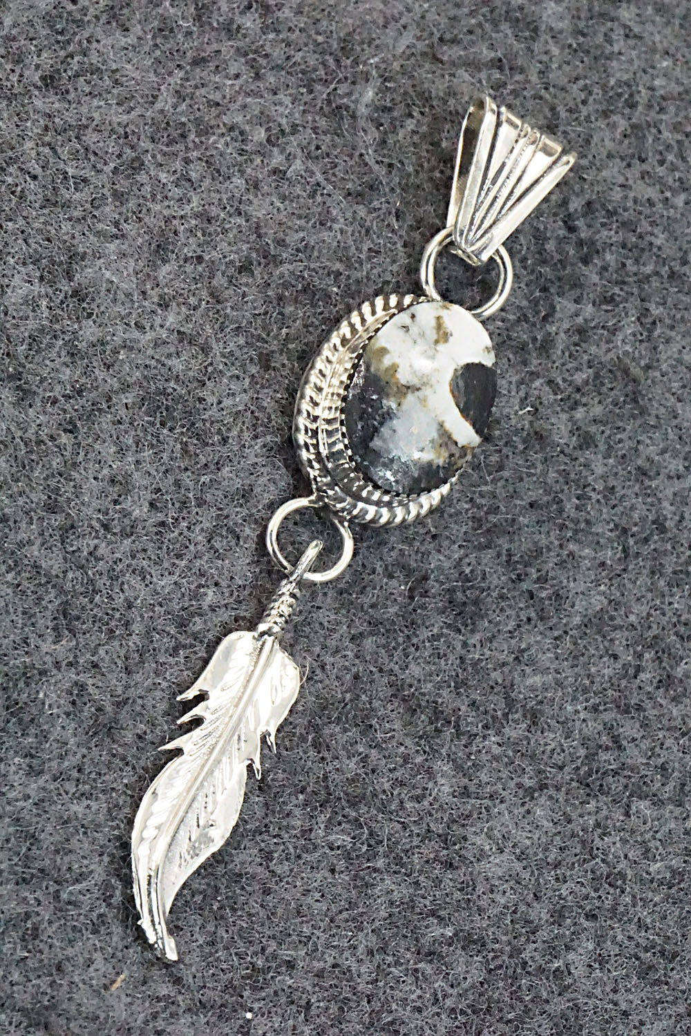 White Buffalo & Sterling Silver Pendant - Gregg Yazzie