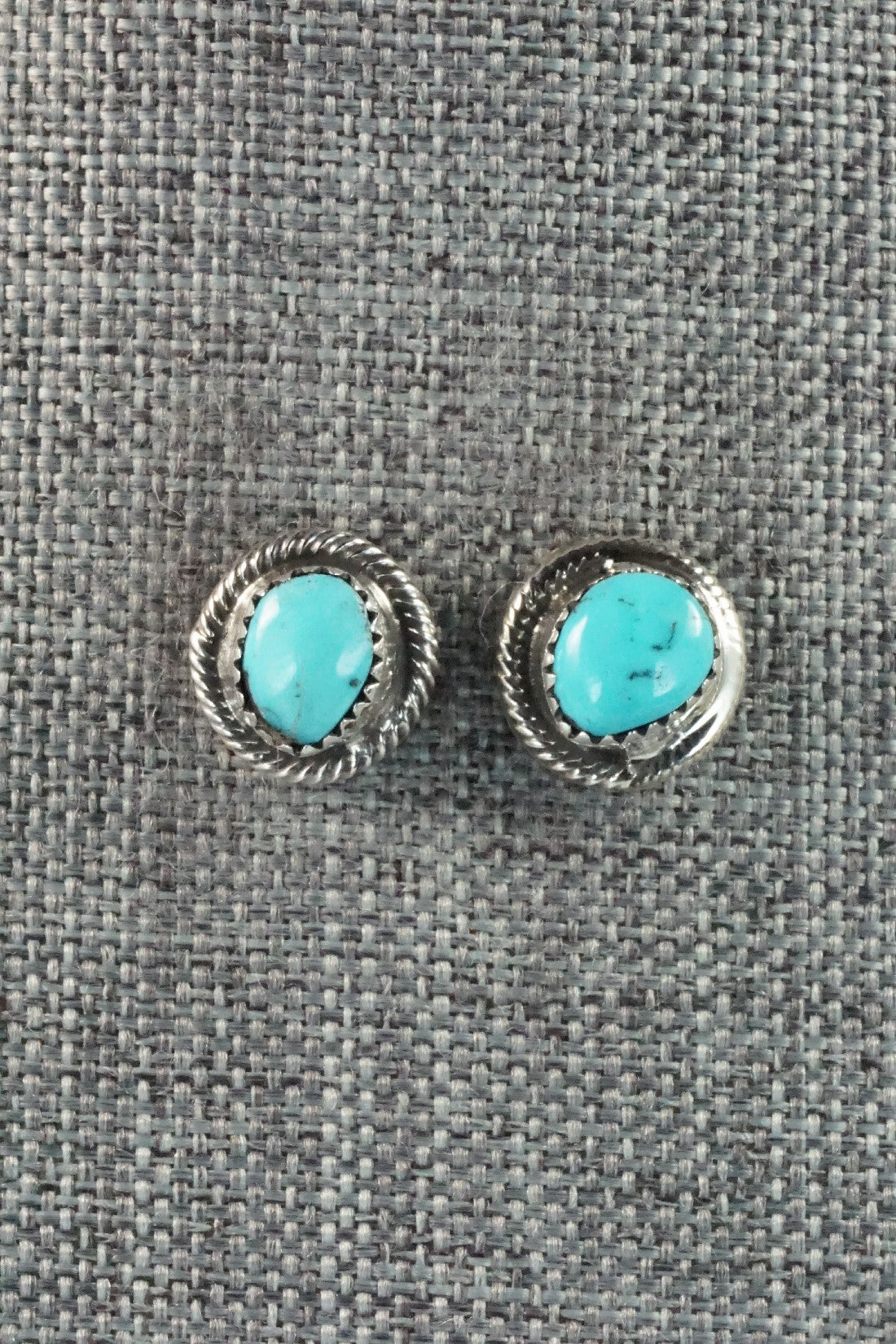 Turquoise & Sterling Silver Squash Blossom Necklace and Earrings - Vernon Johnson