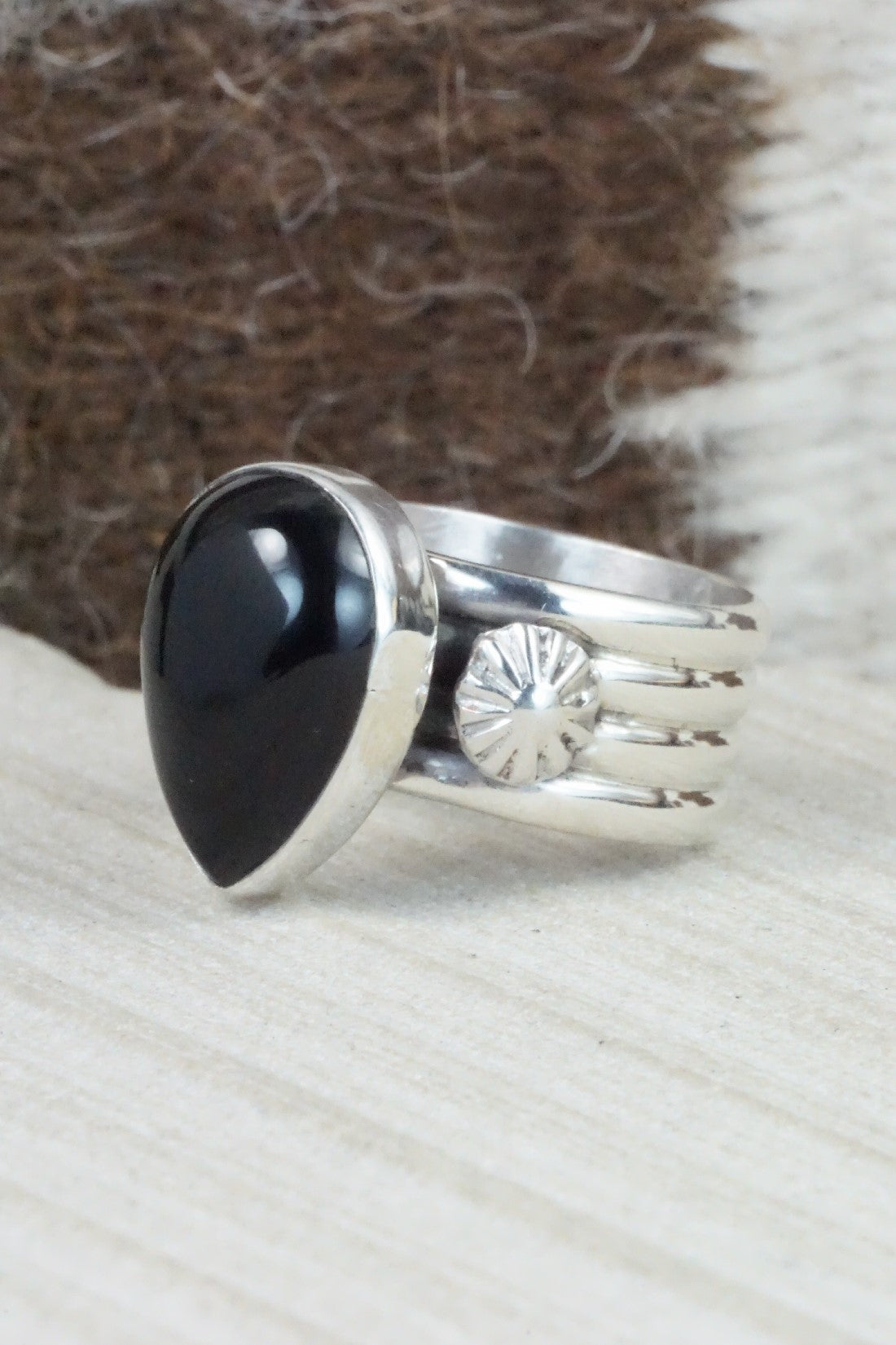 Onyx & Sterling Silver Ring - Ben Begay - Size 8.25