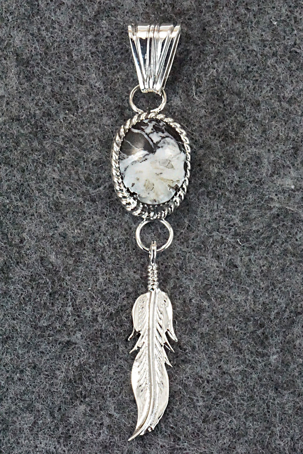 White Buffalo & Sterling Silver Pendant - Gregg Yazzie