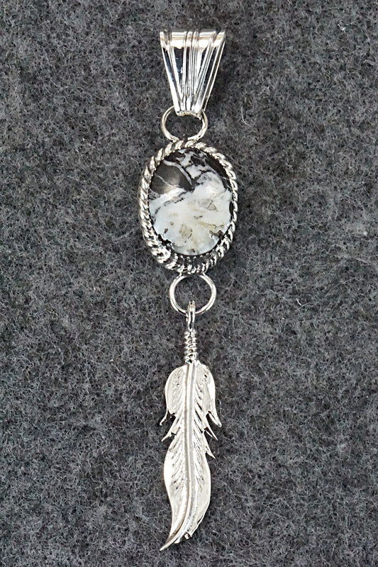 White Buffalo & Sterling Silver Pendant - Gregg Yazzie