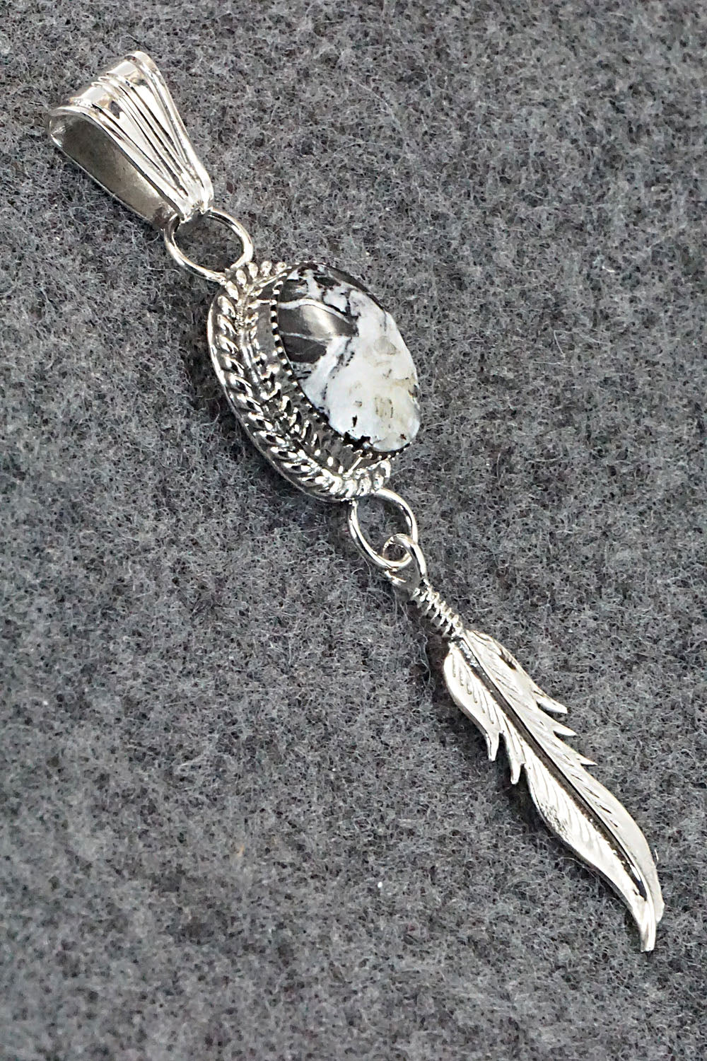 White Buffalo & Sterling Silver Pendant - Gregg Yazzie