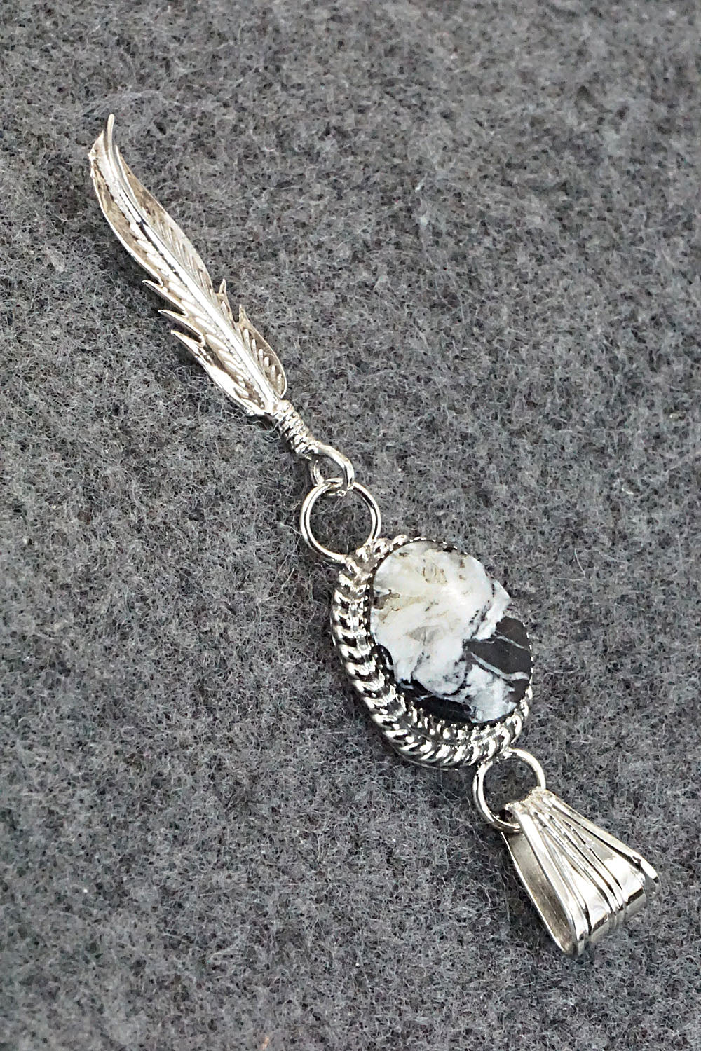 White Buffalo & Sterling Silver Pendant - Gregg Yazzie