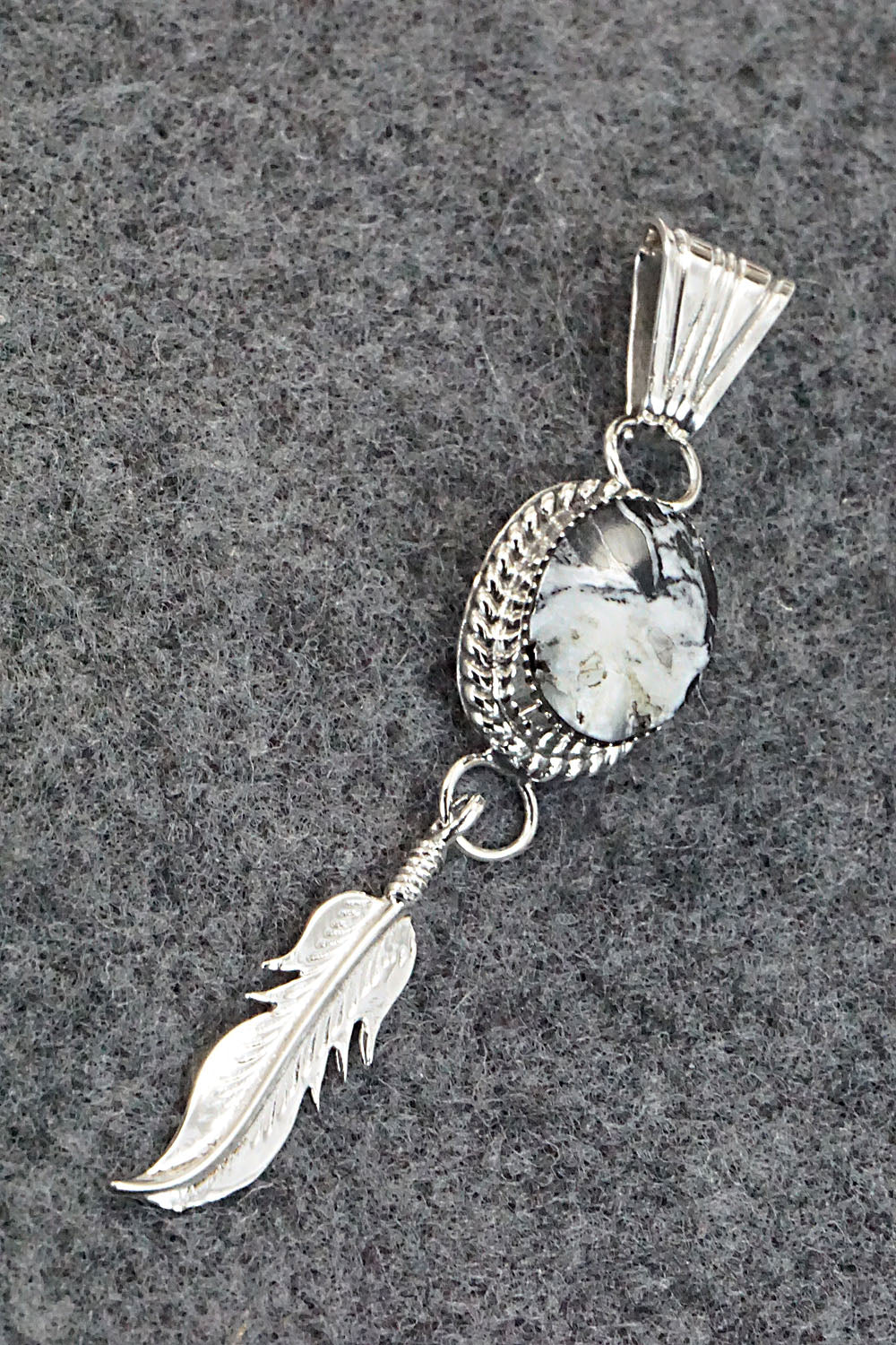 White Buffalo & Sterling Silver Pendant - Gregg Yazzie
