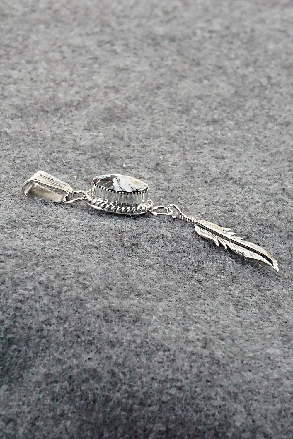 White Buffalo & Sterling Silver Pendant - Gregg Yazzie