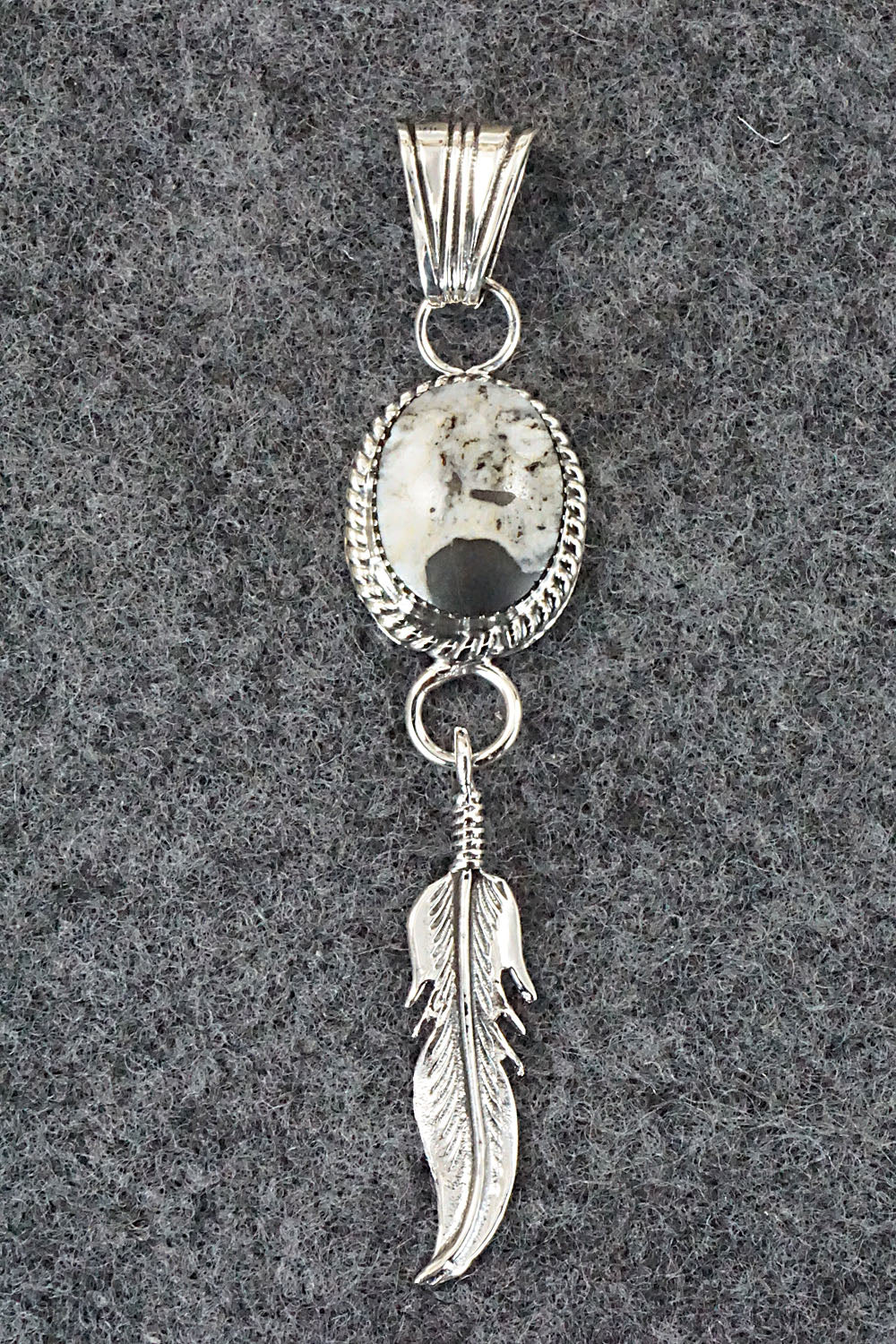White Buffalo & Sterling Silver Pendant - Gregg Yazzie