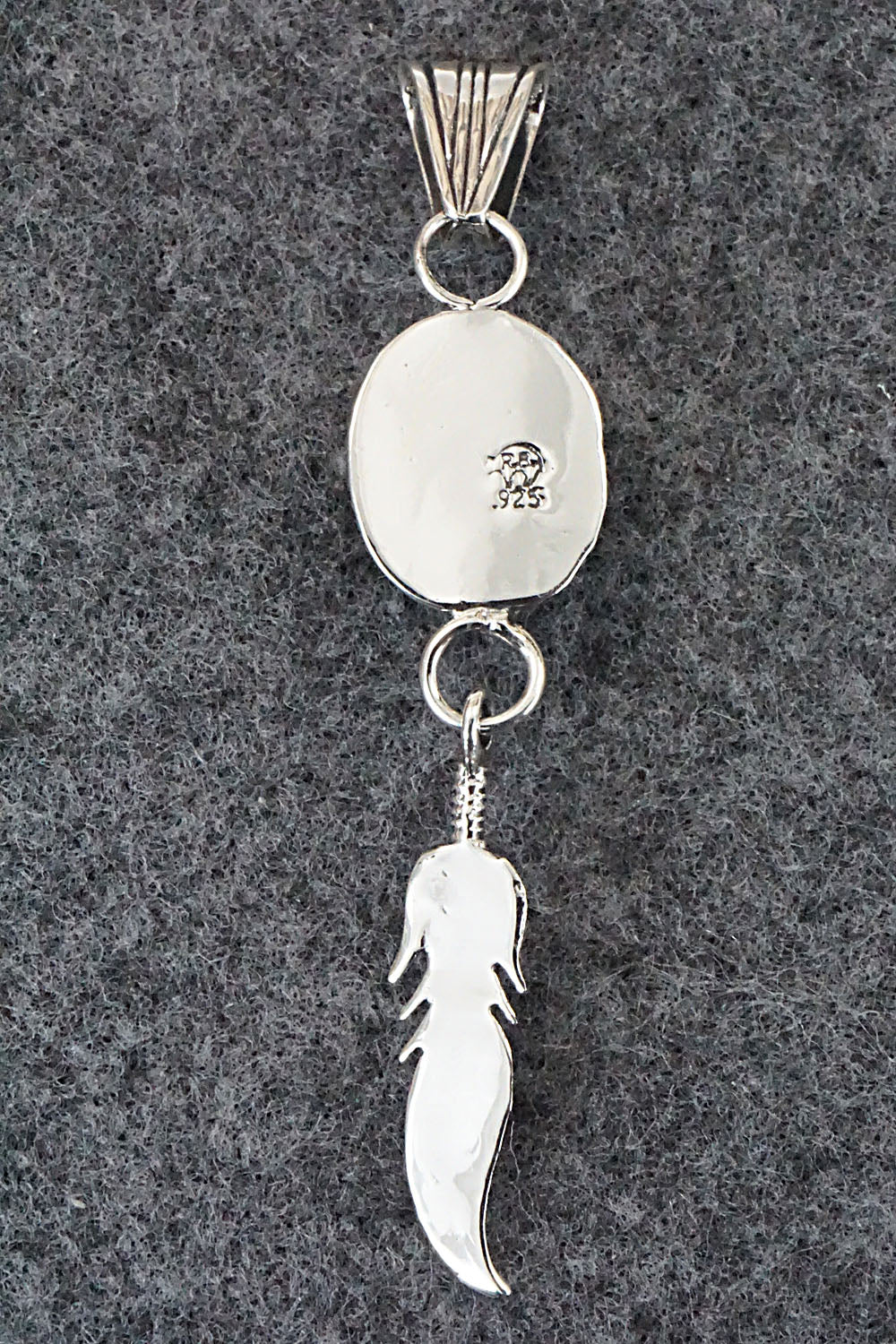 White Buffalo & Sterling Silver Pendant - Gregg Yazzie