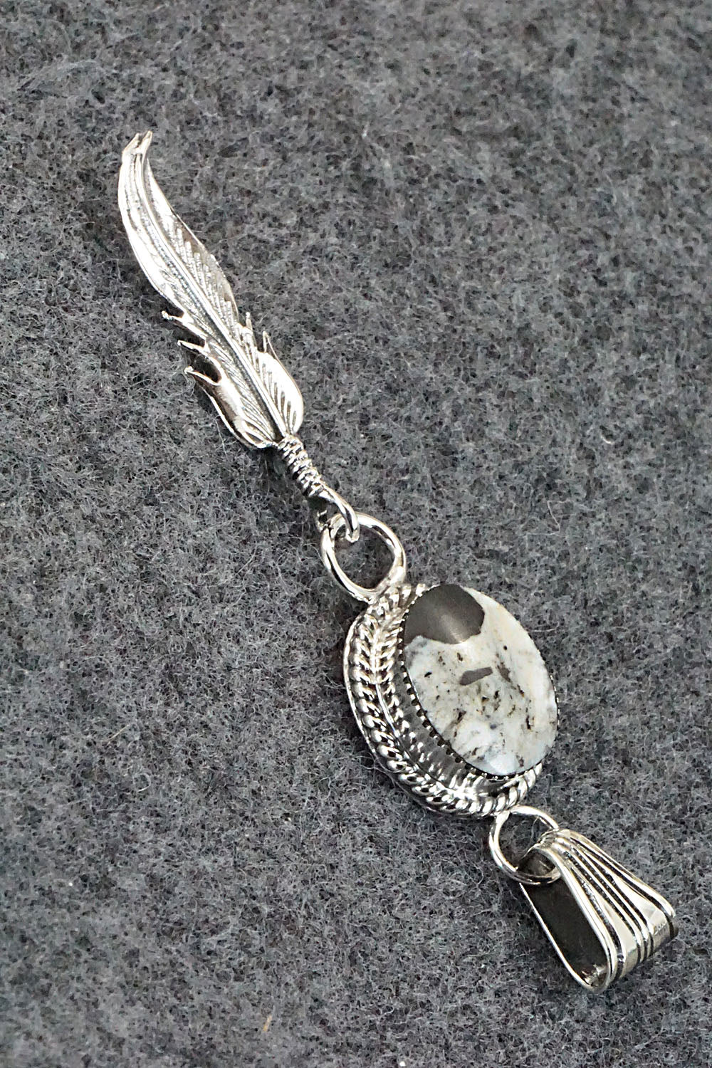 White Buffalo & Sterling Silver Pendant - Gregg Yazzie
