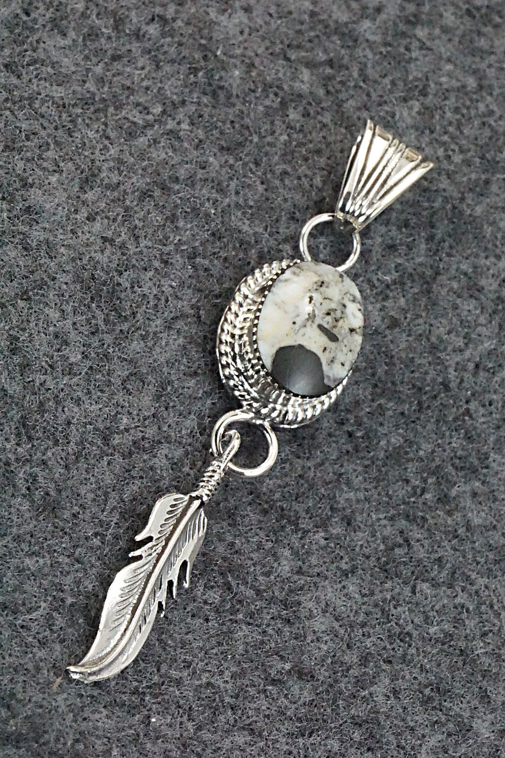 White Buffalo & Sterling Silver Pendant - Gregg Yazzie