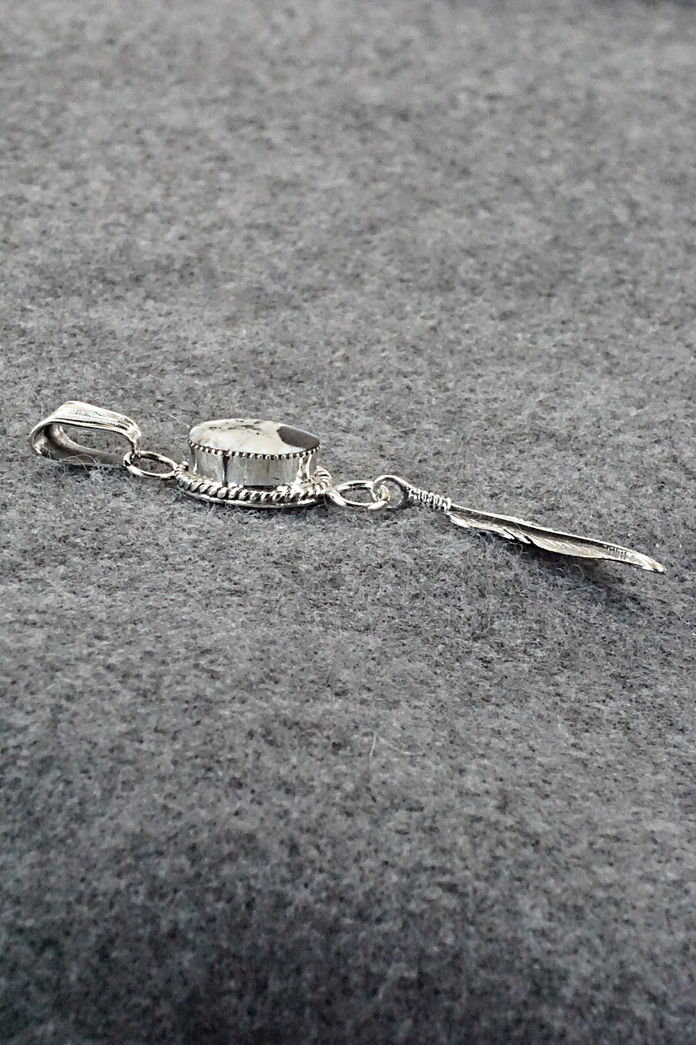 White Buffalo & Sterling Silver Pendant - Gregg Yazzie