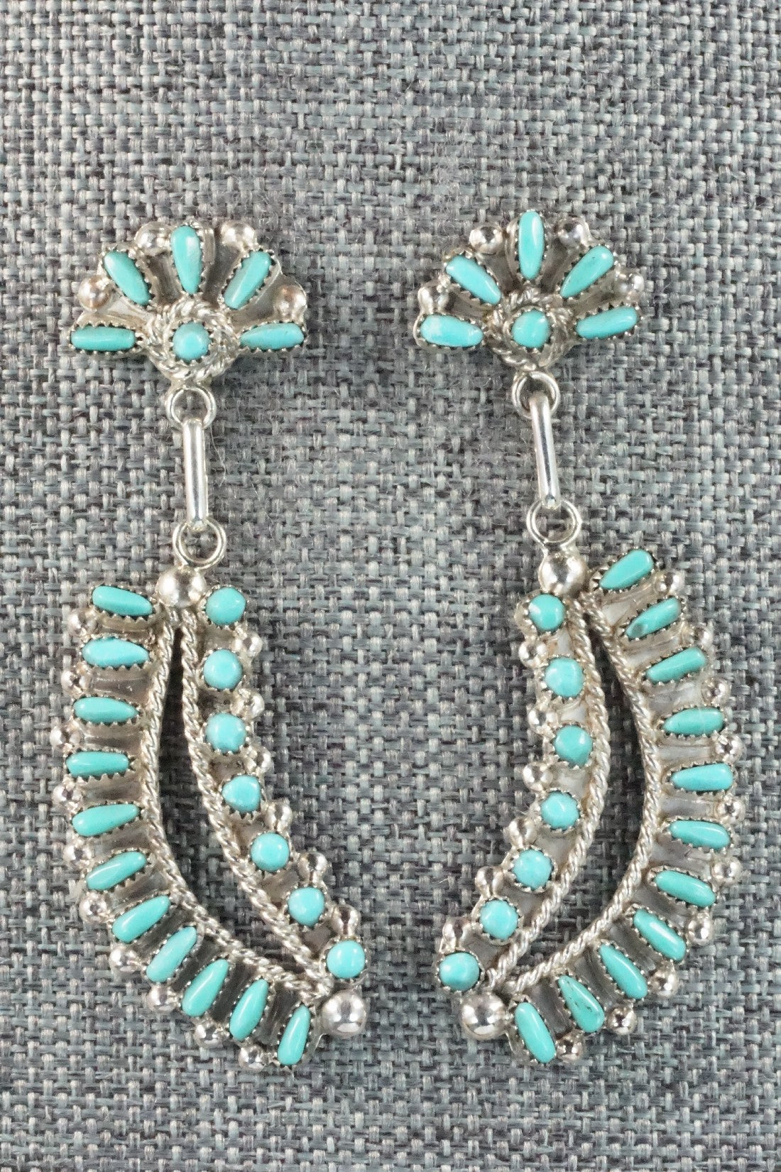 Turquoise & Sterling Silver Necklace and Earrings Set - Vergie Lonjose