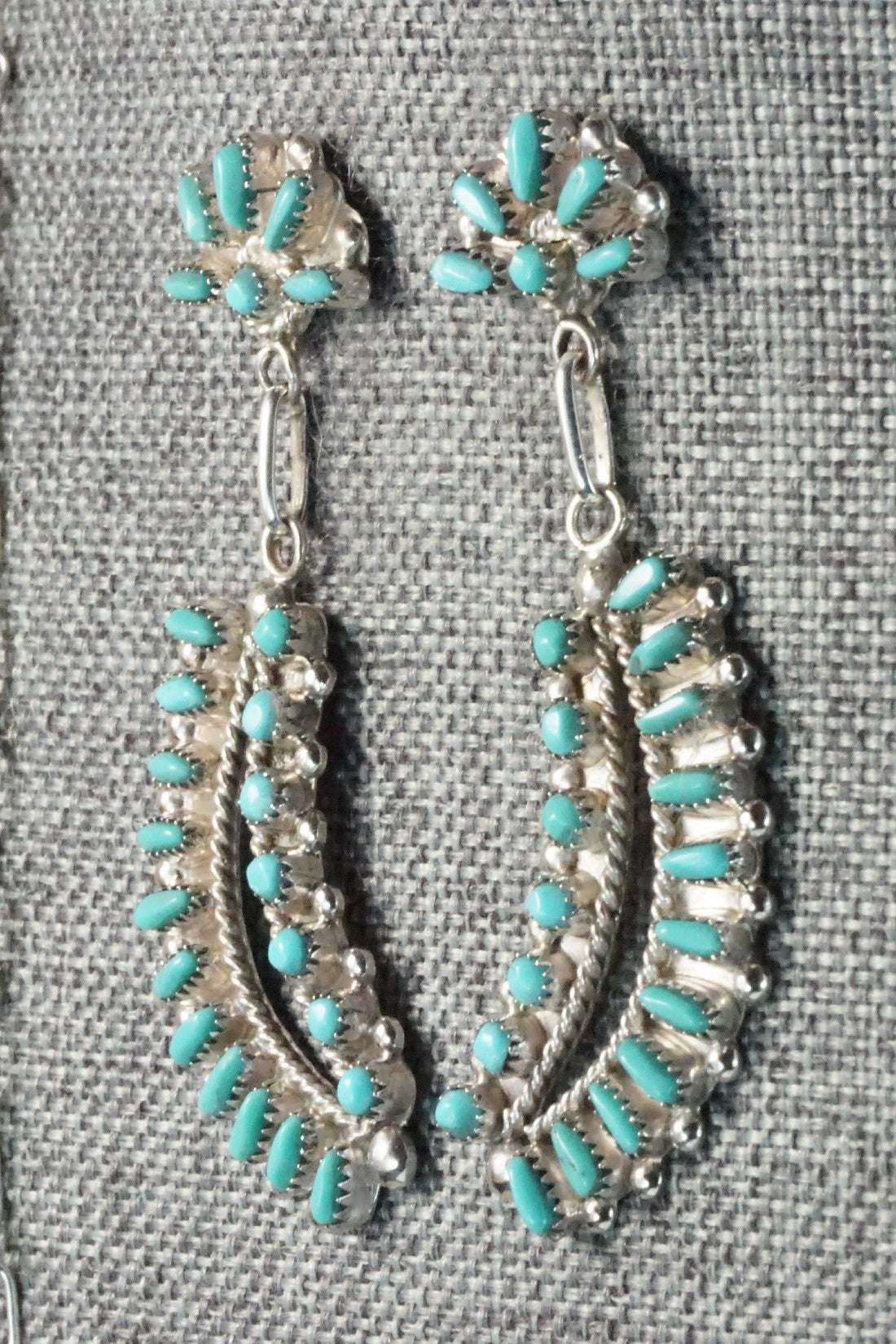 Turquoise & Sterling Silver Necklace and Earrings Set - Vergie Lonjose