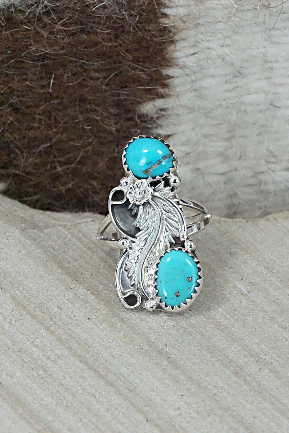 Turquoise & Sterling Silver Ring - William Begay - Size 5.5