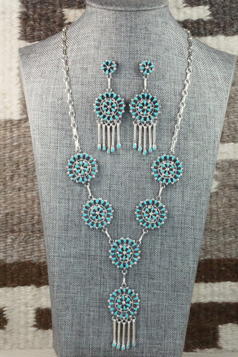 Turquoise & Sterling Silver Necklace and Earrings Set - Tricia Leekity