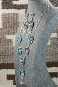 Turquoise & Sterling Silver Necklace and Earrings Set - Tricia Leekity