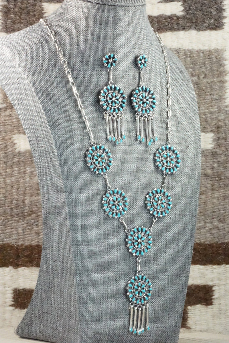 Turquoise & Sterling Silver Necklace and Earrings Set - Tricia Leekity