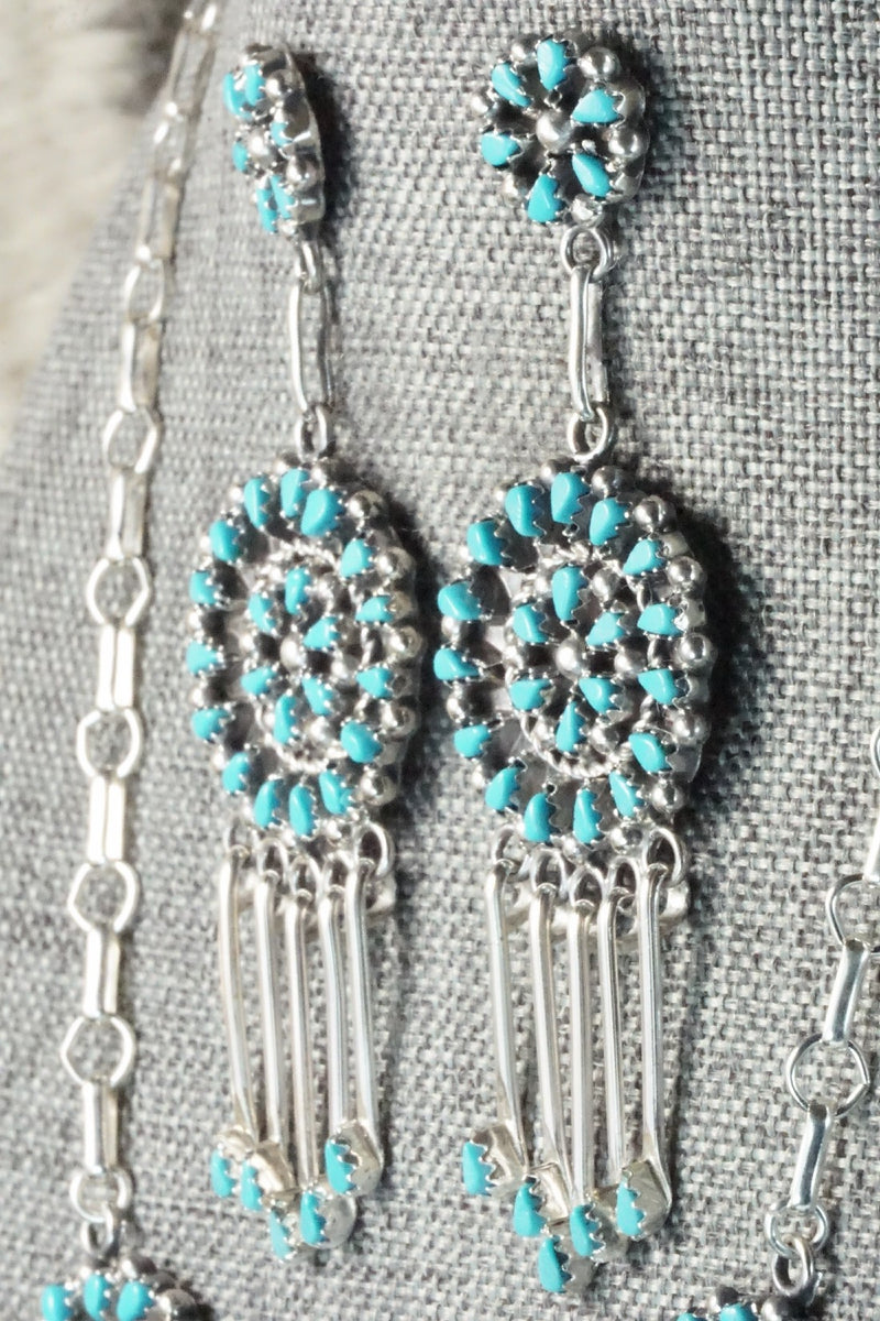 Turquoise & Sterling Silver Necklace and Earrings Set - Tricia Leekity