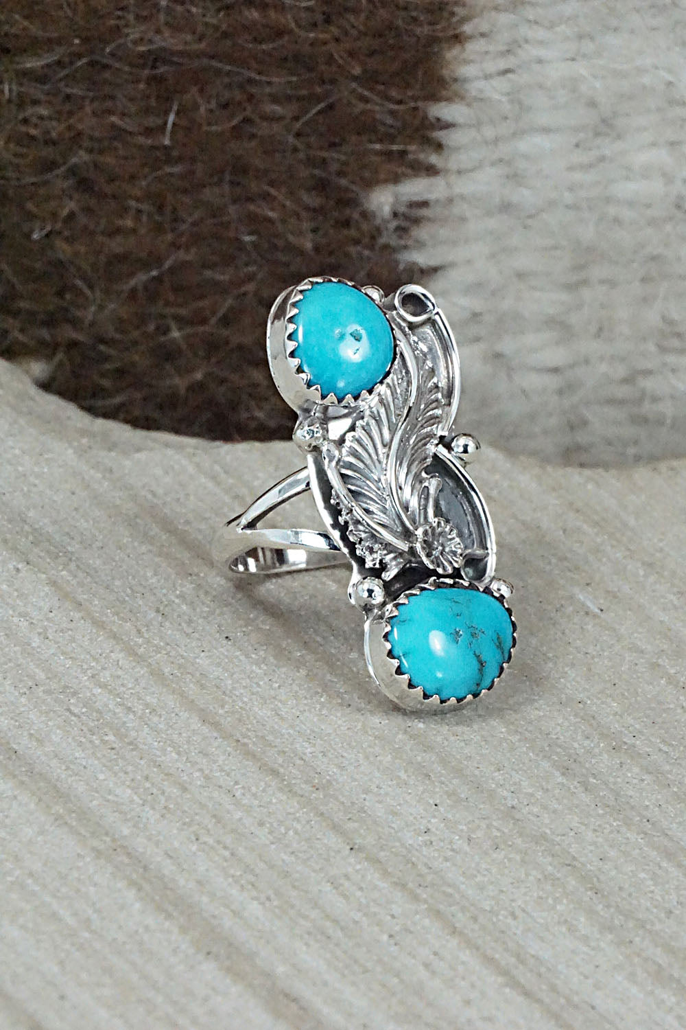 Turquoise & Sterling Silver Ring - William Begay - Size 4.5