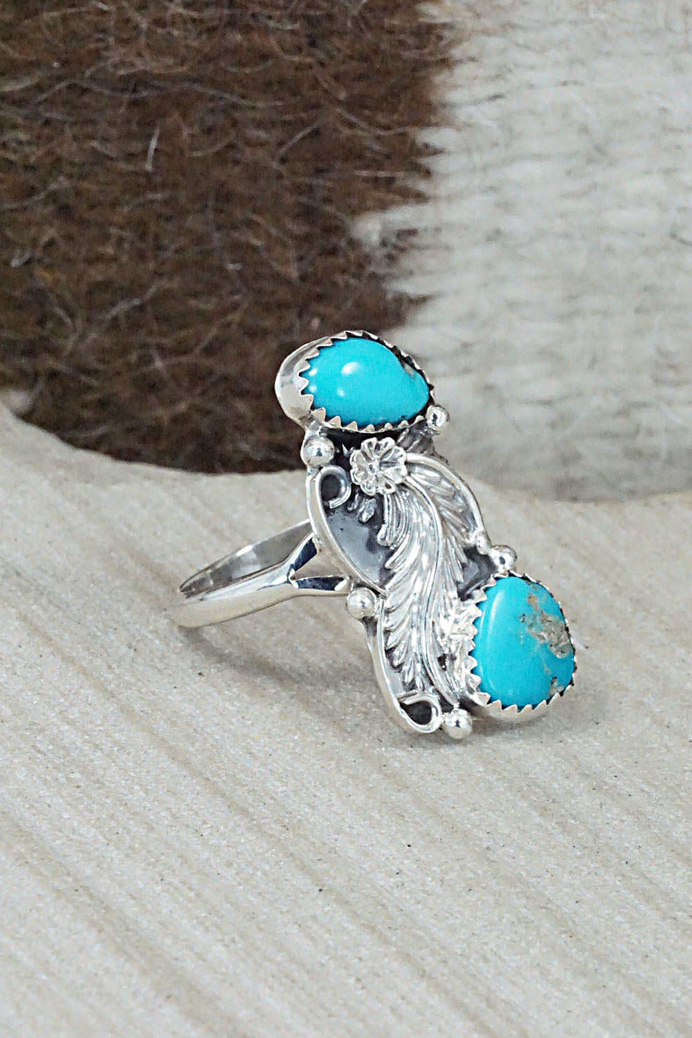 Turquoise & Sterling Silver Ring - William Begay - Size 8