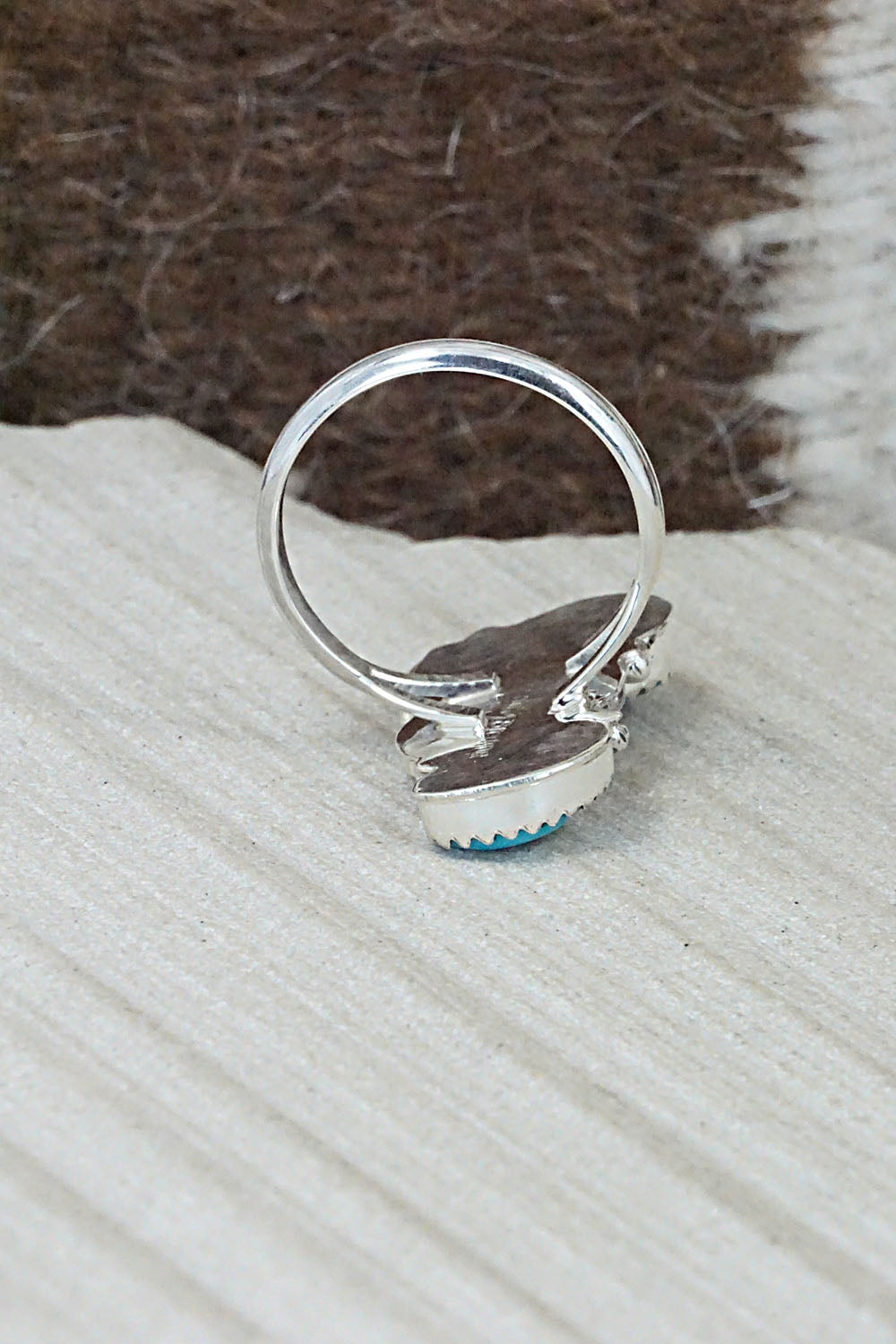 Turquoise & Sterling Silver Ring - William Begay - Size 8