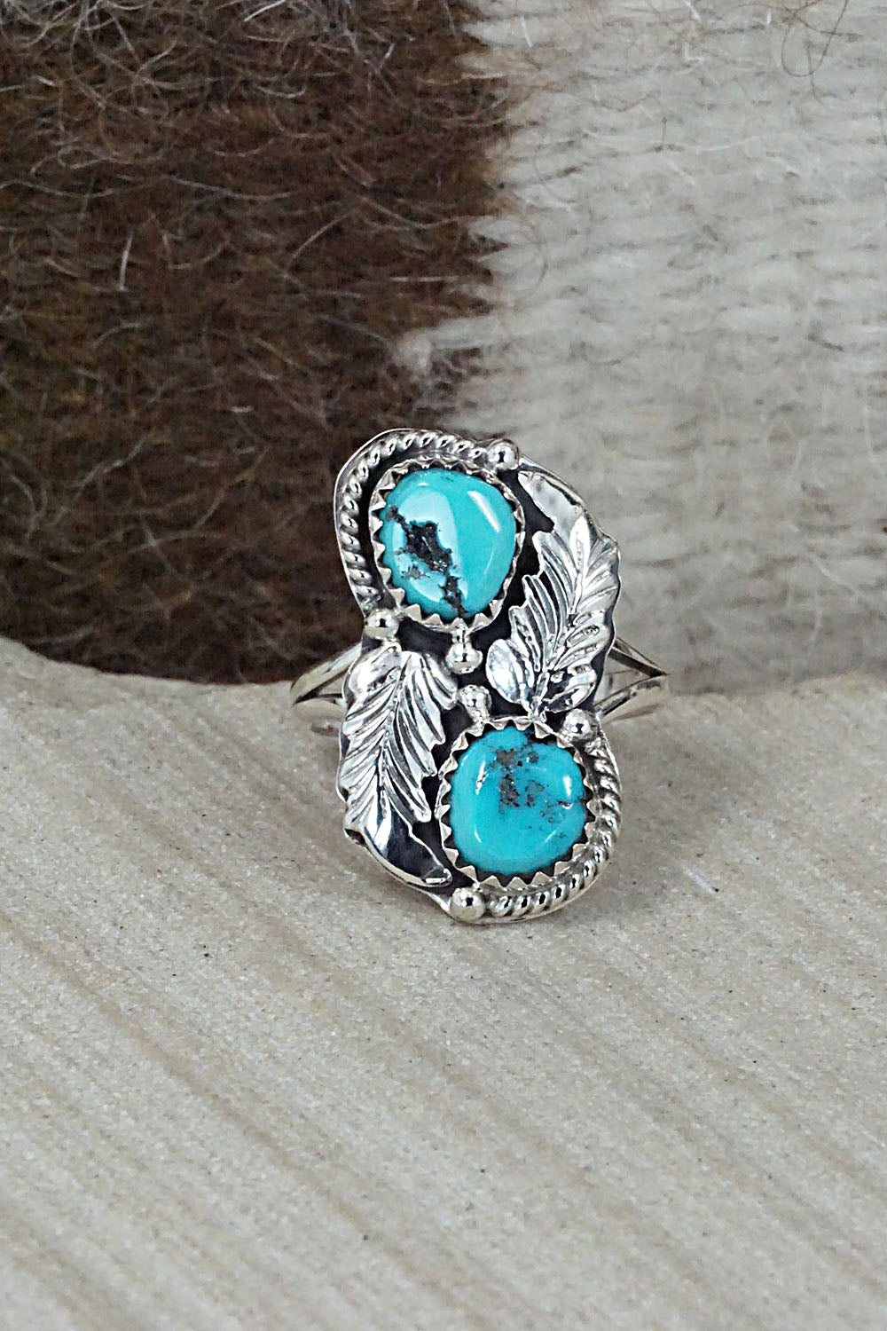 Turquoise & Sterling Silver Ring - William Begay - Size 6.75