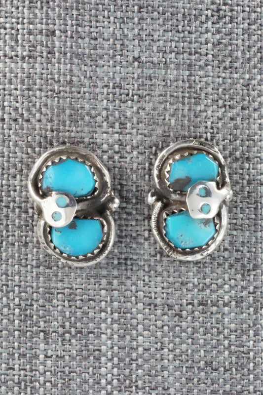 Turquoise & Sterling Silver Earrings - Gayle Calavaza