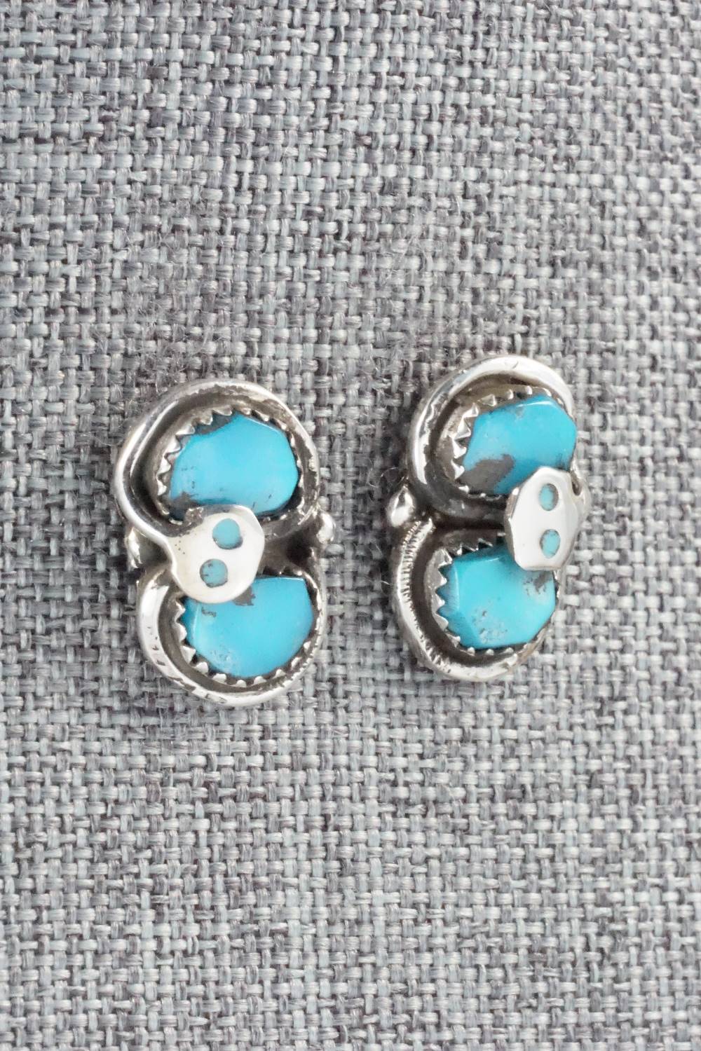 Turquoise & Sterling Silver Earrings - Gayle Calavaza