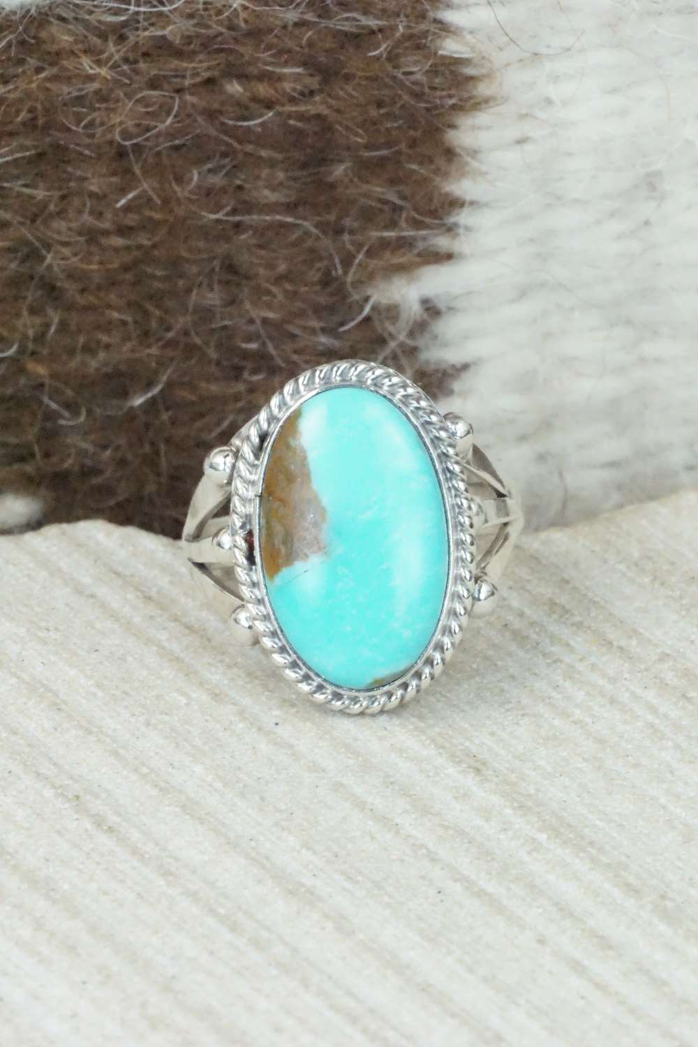 Turquoise & Sterling Silver Ring - Grace Kenneth - Size 8