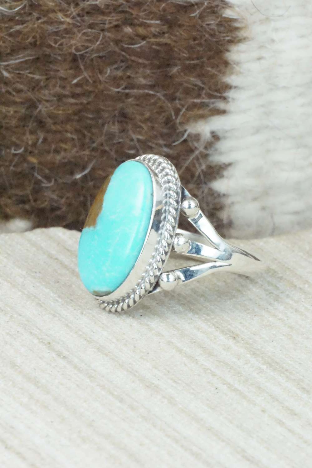 Turquoise & Sterling Silver Ring - Grace Kenneth - Size 8