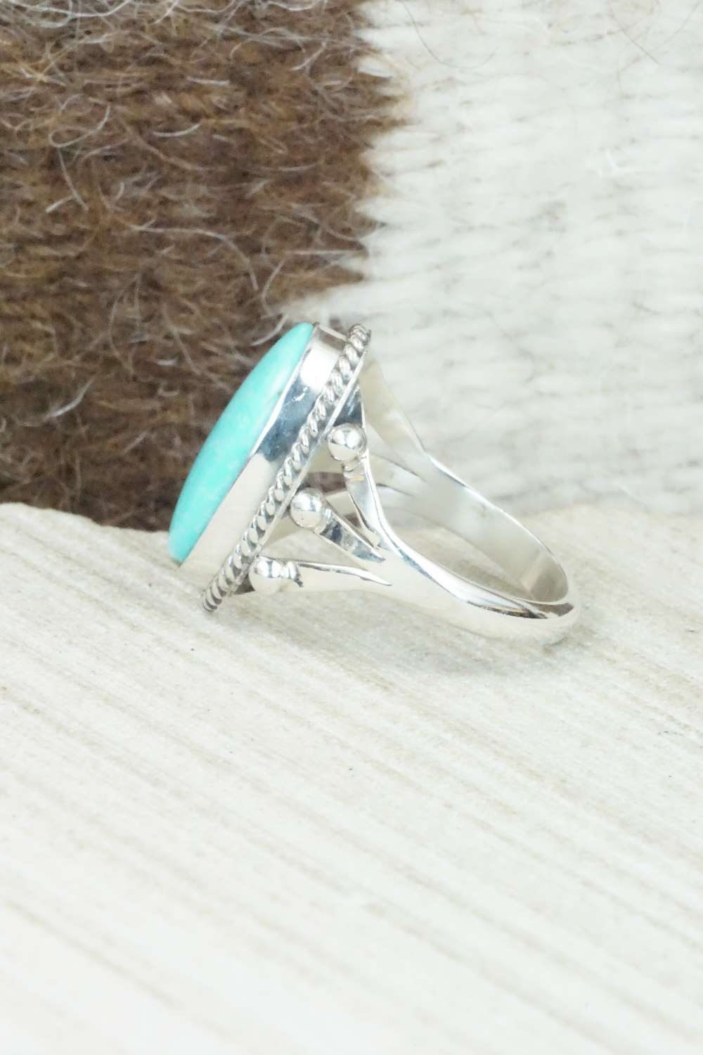 Turquoise & Sterling Silver Ring - Grace Kenneth - Size 8