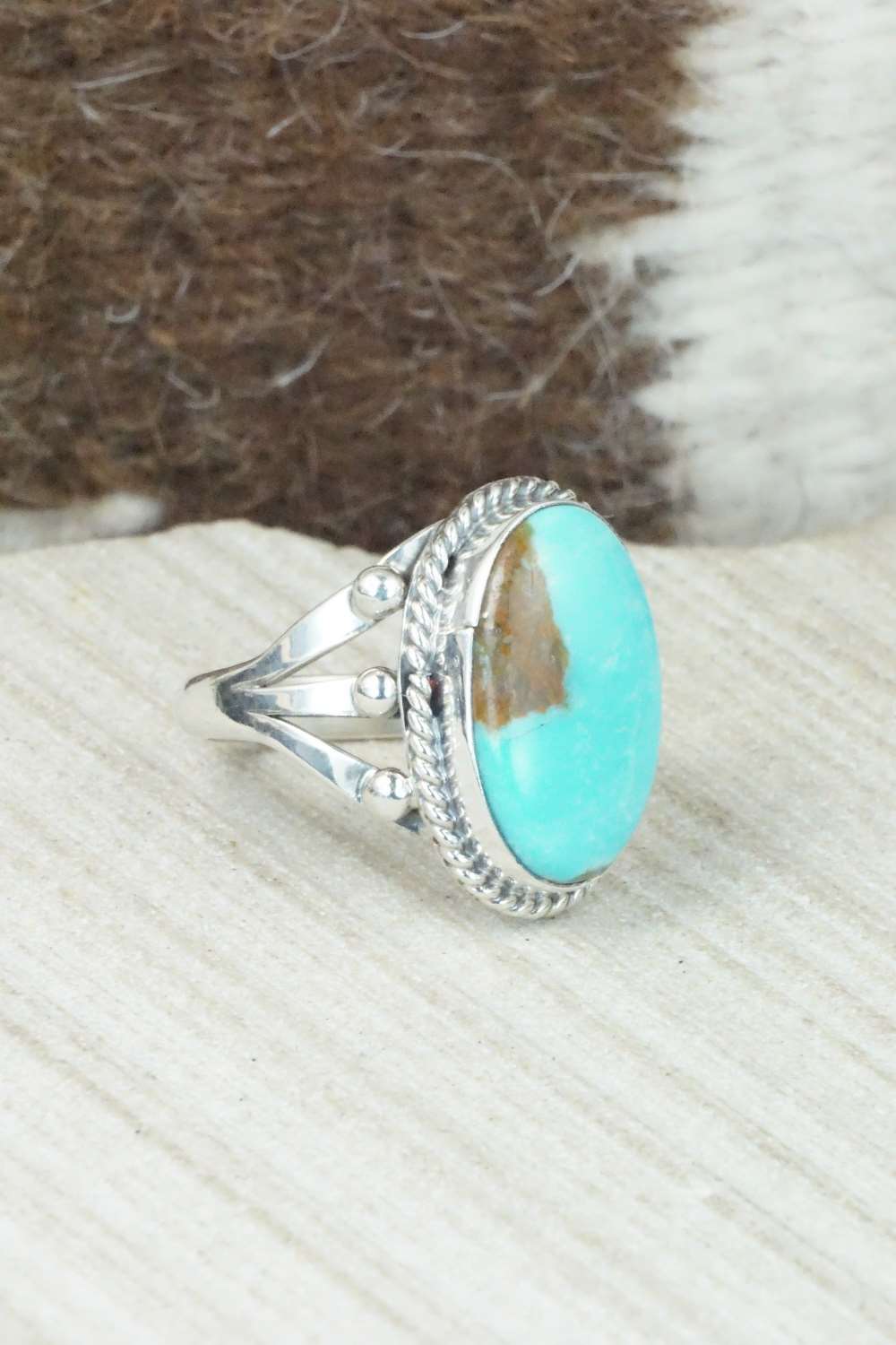 Turquoise & Sterling Silver Ring - Grace Kenneth - Size 8
