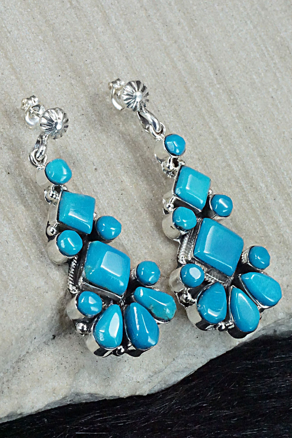 Turquoise & Sterling Silver Earrings - Verley Betone