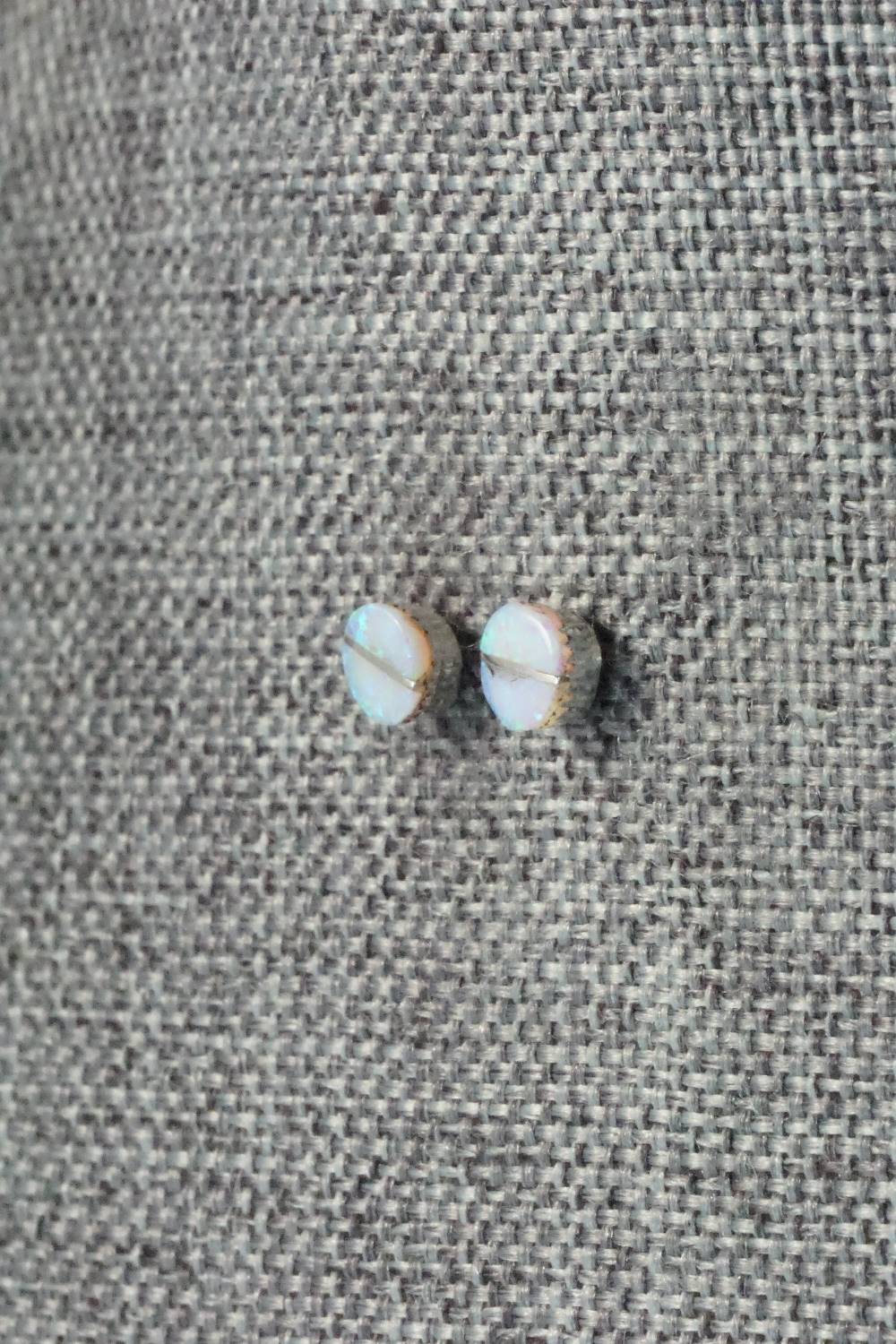Opal & Sterling Silver Inlay Earrings - Rowena Laweka