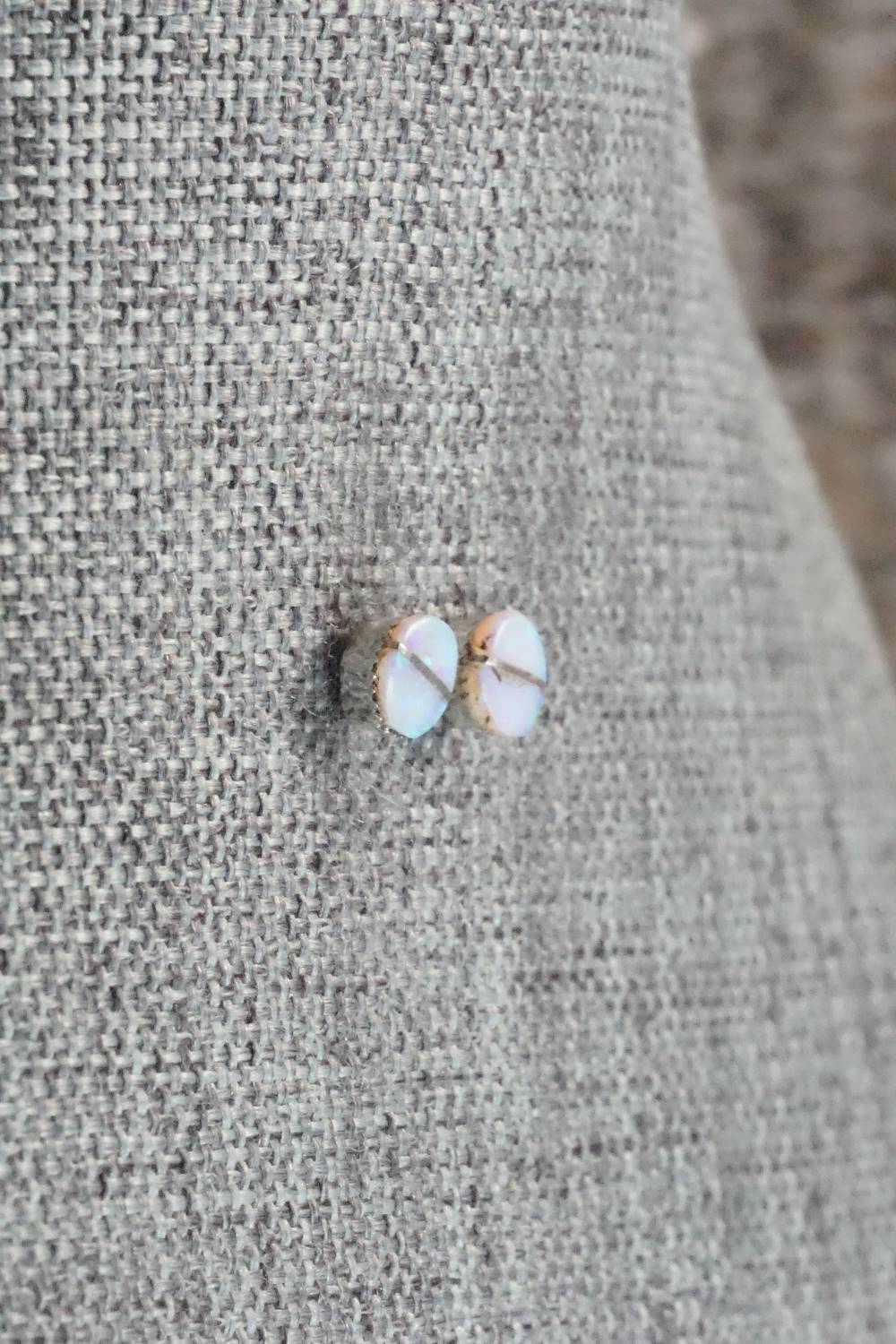 Opal & Sterling Silver Inlay Earrings - Rowena Laweka