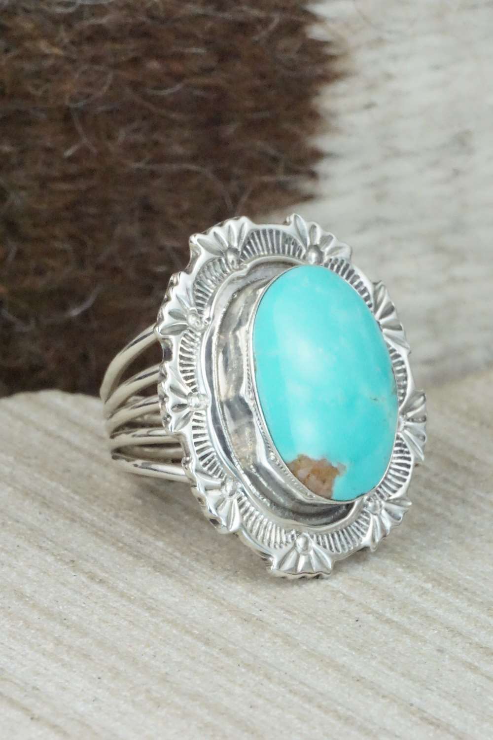 Turquoise & Sterling Silver Ring - Daniel Benally - Size 6