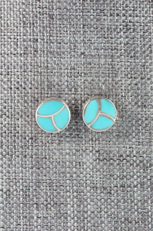 Turquoise & Sterling Silver Inlay Earrings - Laurie Kallestewa