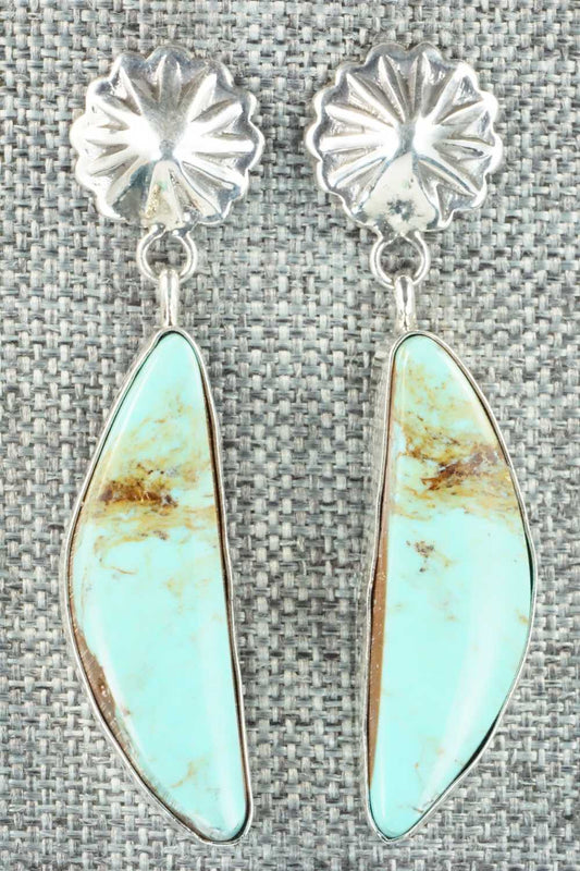 Turquoise & Sterling Silver Earrings - Juan Yellowhorse