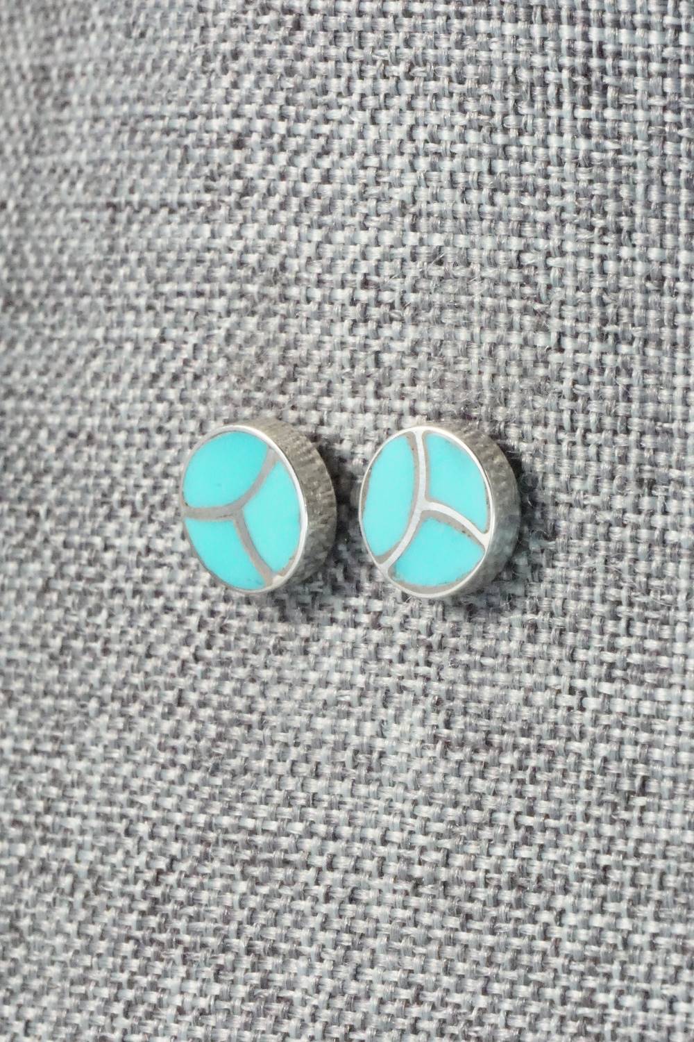 Turquoise & Sterling Silver Inlay Earrings - Brandon Haloo