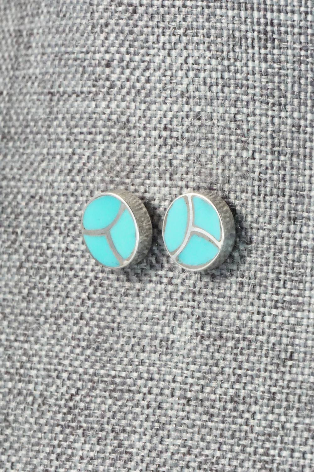 Turquoise & Sterling Silver Inlay Earrings - Laurie Kallestewa