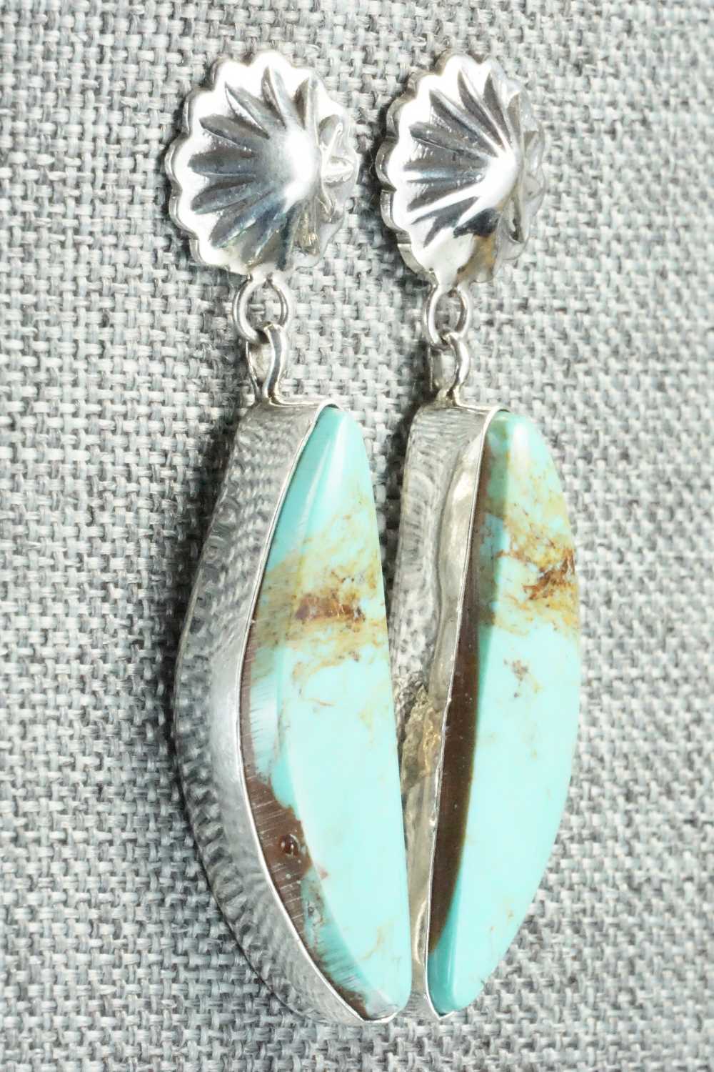 Turquoise & Sterling Silver Earrings - Juan Yellowhorse