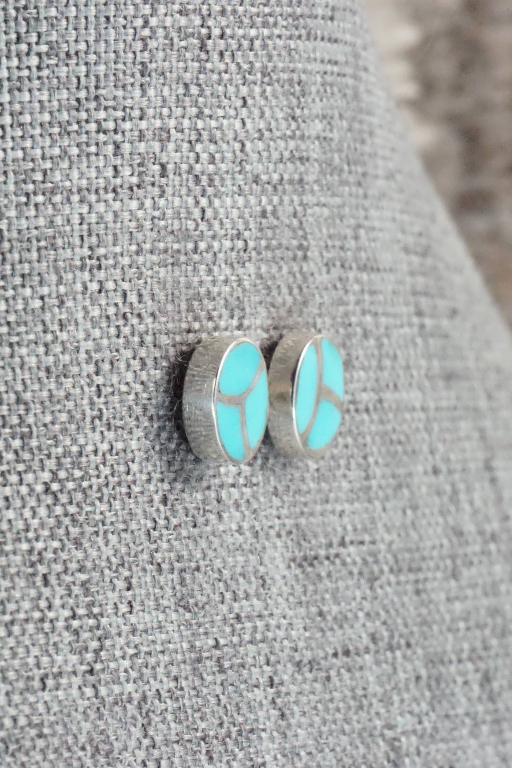 Turquoise & Sterling Silver Inlay Earrings - Laurie Kallestewa