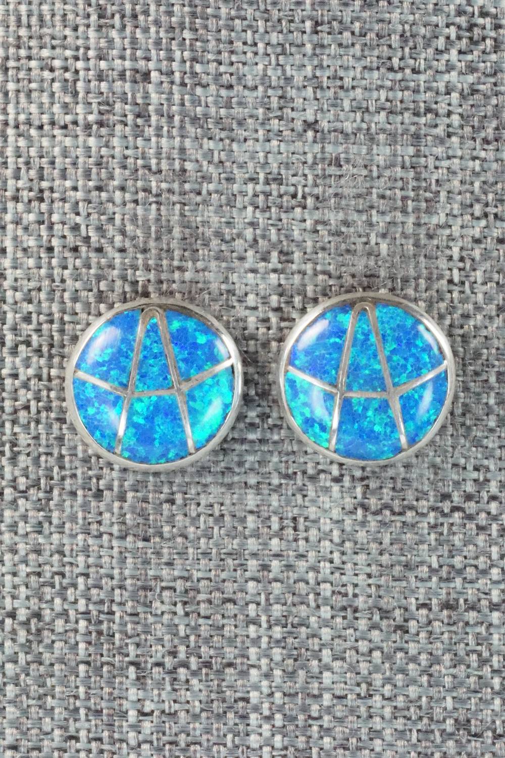 Opal & Sterling Silver Inlay Earrings - Laurie Kallestewa